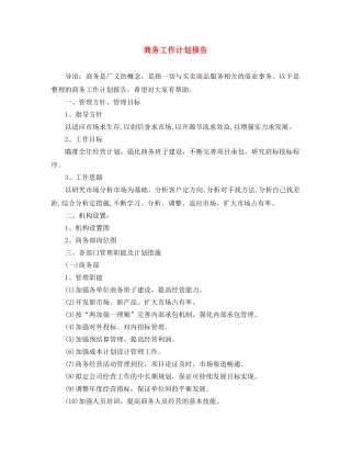 商务工作计划报告 