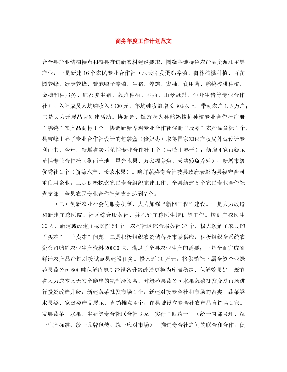 商务年度工作计划范文 _第1页
