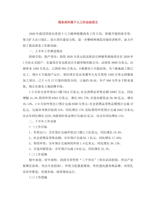 商务局年度个人工作总结范文 