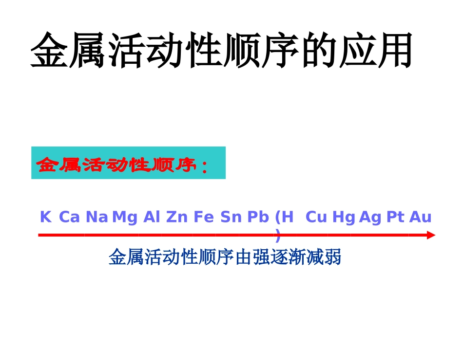 金属活动性顺序的应用专题复习_第1页