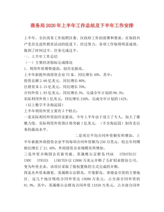 商务局2020年上半年工作总结及下半年工作安排 