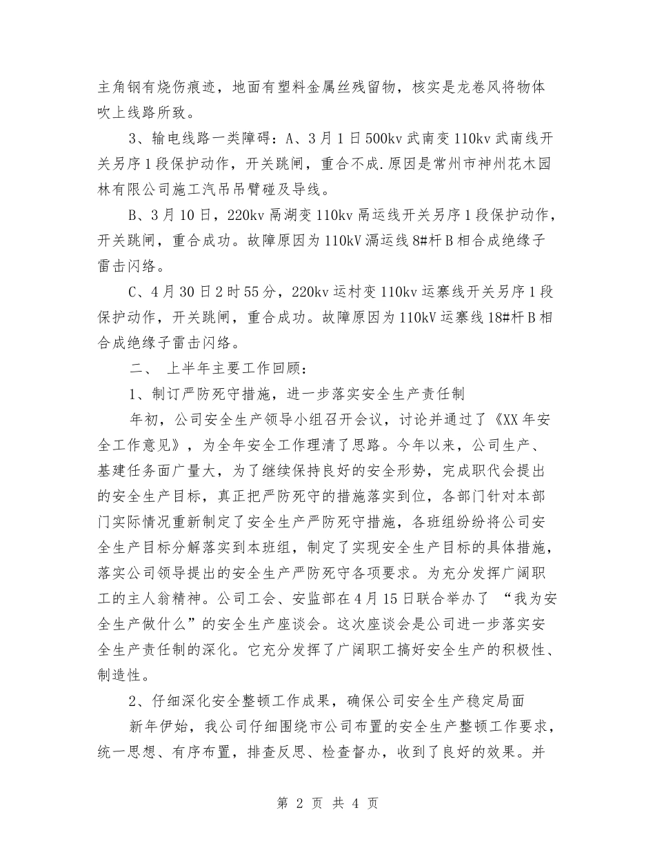 2024上半年电力工作总结范文与2024上半年的工作总结汇编_第2页