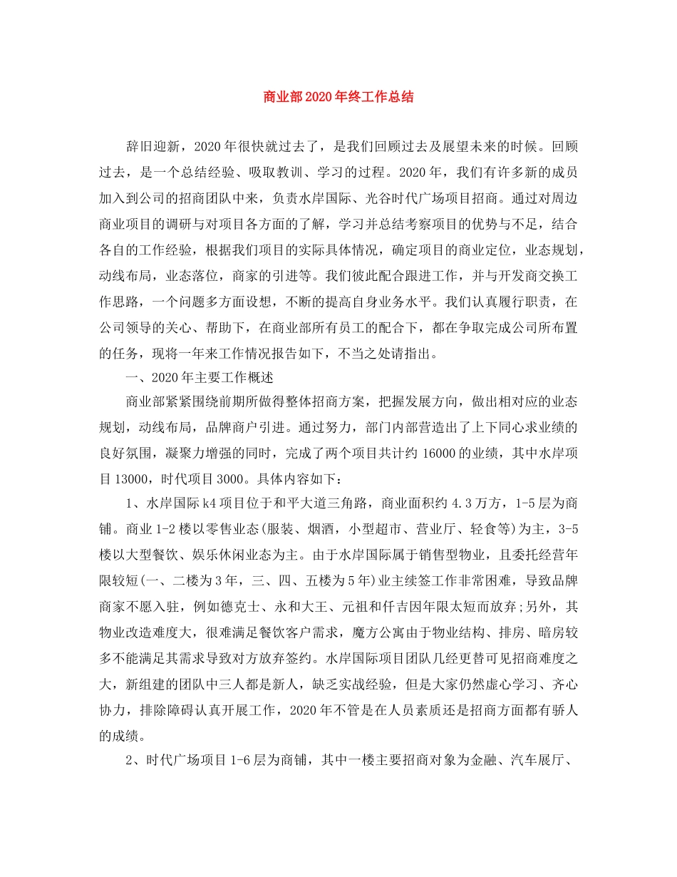 商业部2020年终工作总结 _第1页
