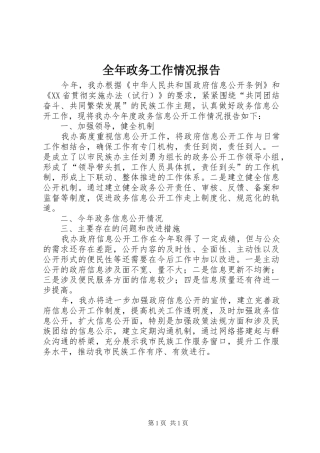 全年政务工作情况报告