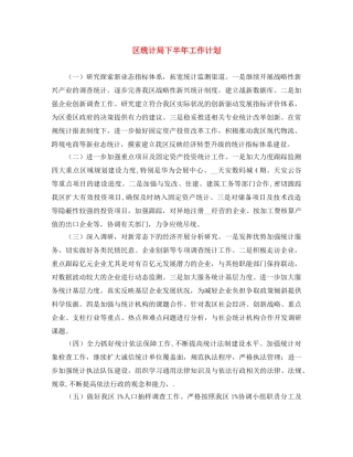 区统计局下半年工作计划 