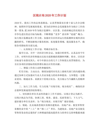 区统计局2020年工作计划 