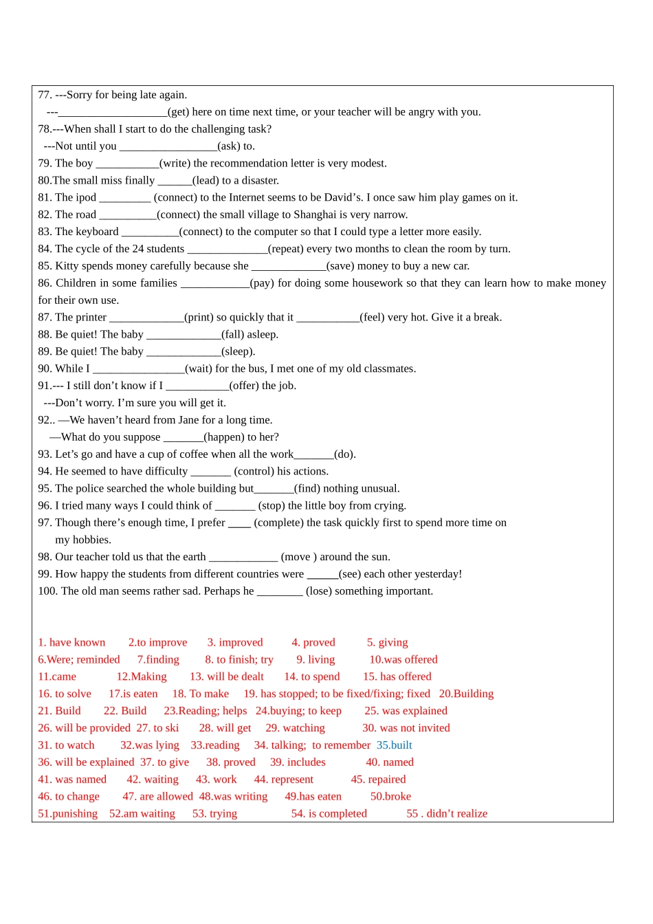 九年级动词填空专项训练_第3页