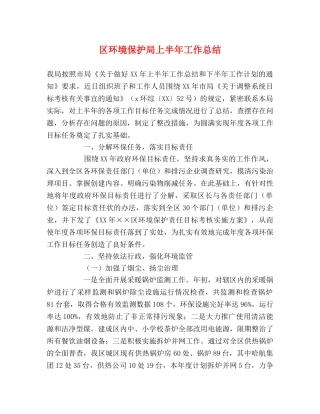 区环境保护局上半年工作总结 