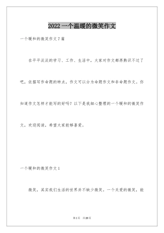 2024一个温暖的微笑作文