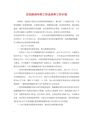 区民政局年终工作总结和工作计划 