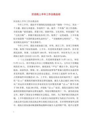 区法院上半年工作自我总结 