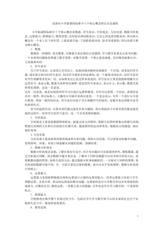 浅谈对小学新课程标准中十个核心概念的认识及感悟