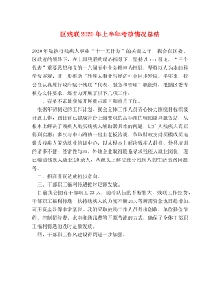 区残联2020年上半年考核情况总结 