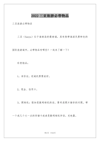 2024三亚旅游必带物品