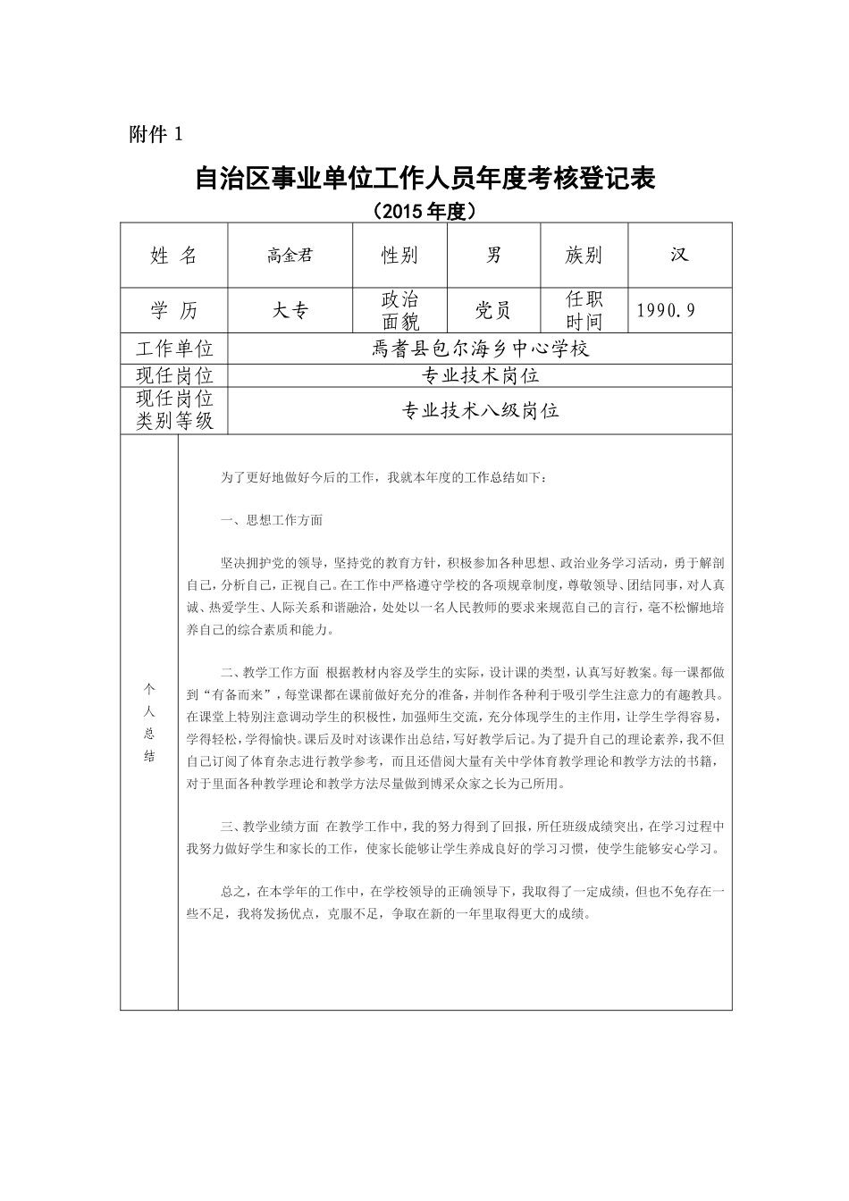 高金君2015考核登记表_第1页