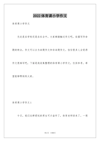 2024体育课小学作文