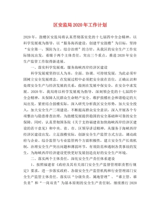 区安监局2020年工作计划 