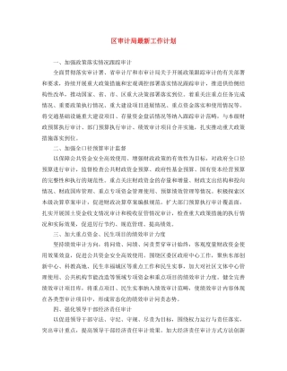 区审计局最新工作计划 