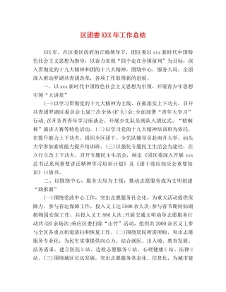 区团委XXX年工作总结 