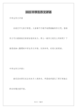 2024中学生作文评语