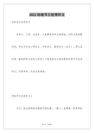 2024传统节日优秀作文