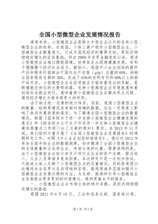 全国小型微型企业发展情况报告