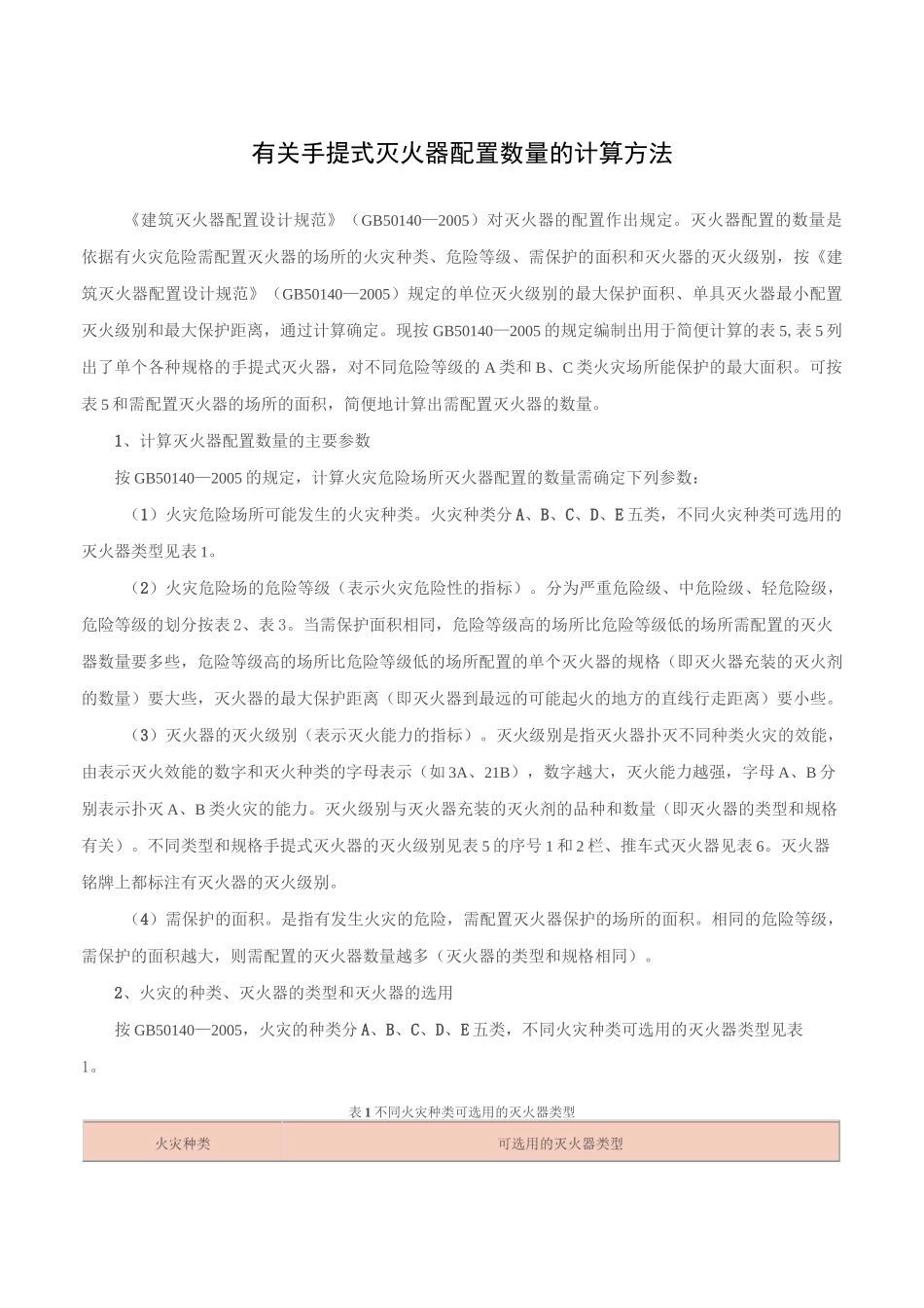有关手提式灭火器配置数量的计算方法_第1页
