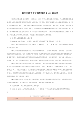 有关手提式灭火器配置数量的计算方法