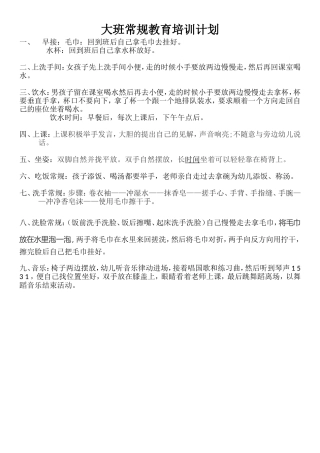 大班常规教育培训计划