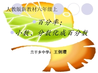 人教版新教材六年级上：百分率;小数分数化成百分数课件