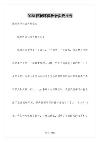 2024低碳环保社会实践报告