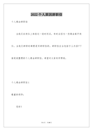 2024个人原因辞职信_145