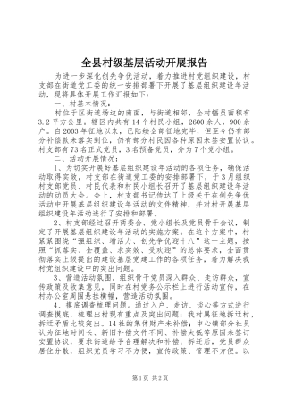 全县村级基层活动开展报告