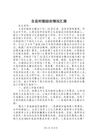 全县村貌综治情况汇报