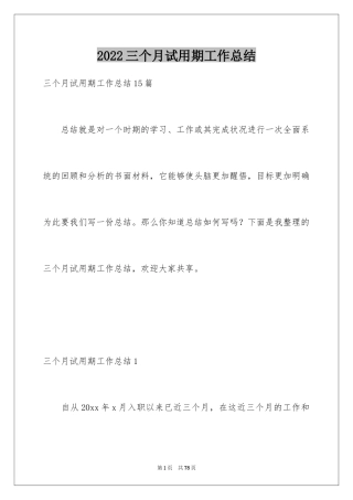 2024三个月试用期工作总结_2