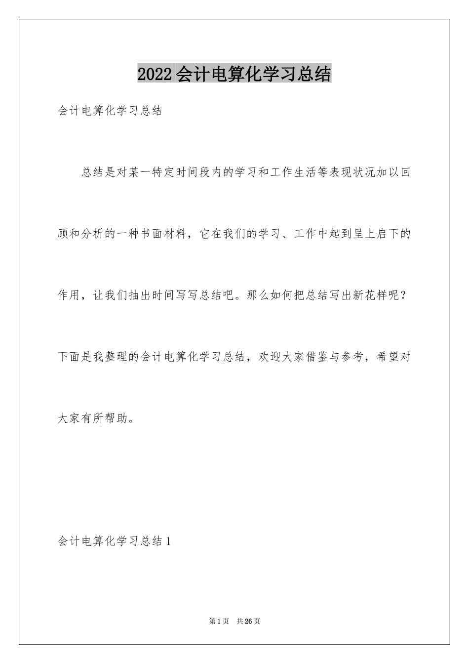 2024会计电算化学习总结_第1页