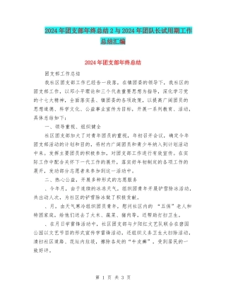 2024年团支部年终总结2与2024年团队长试用期工作总结汇编