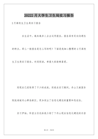 20242月大学生卫生局实习报告