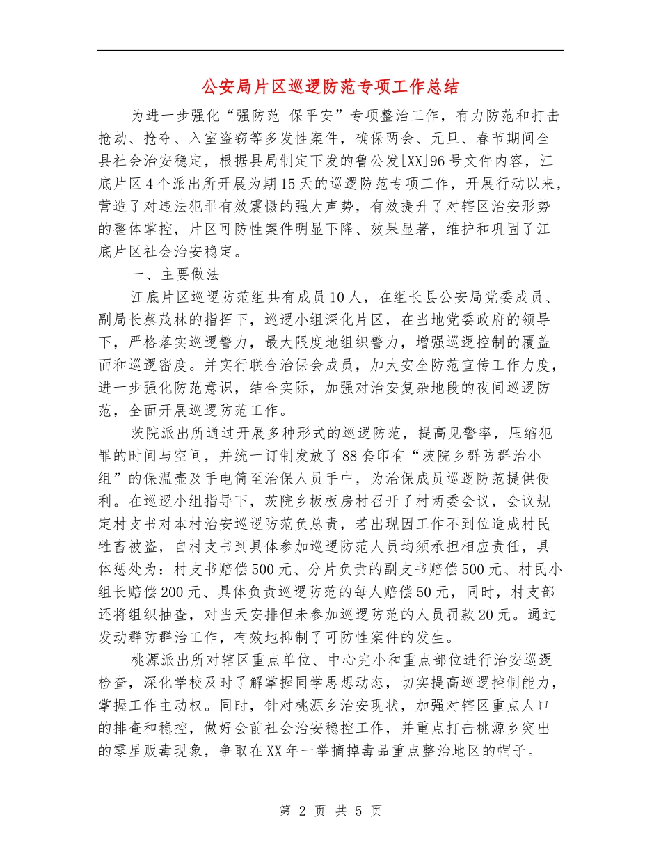 公安局片区巡逻防范专项工作总结_第2页