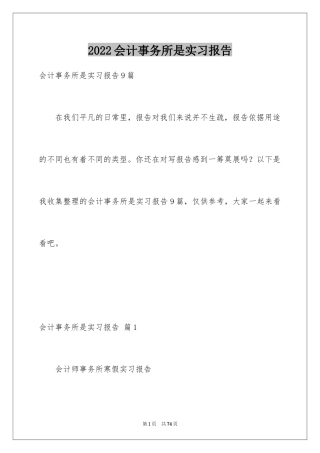 2024会计事务所是实习报告