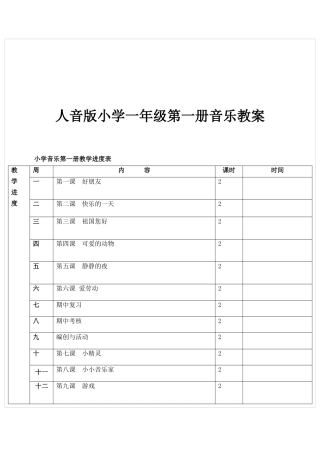 人音版小学一年级第一册音乐教案
