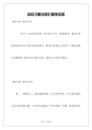 2024《数与形》教学反思