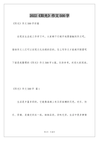 2024《阳光》作文500字