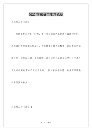 2024京东员工实习总结 