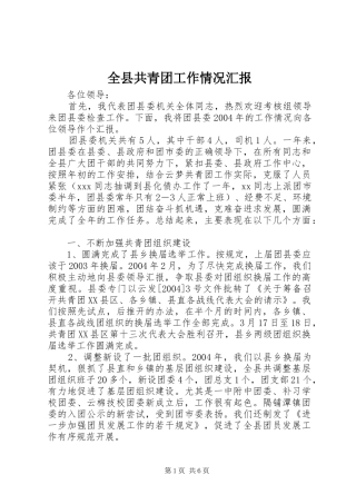 全县共青团工作情况汇报