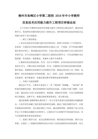 柳州市鱼峰区小学第二联校总结