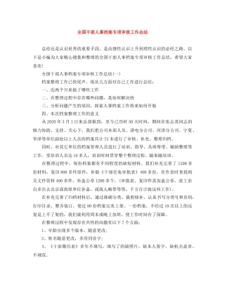 全国干部人事档案专项审核工作总结 