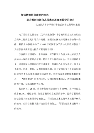 洪山区武丰小学教师参加武汉市远程培训报道