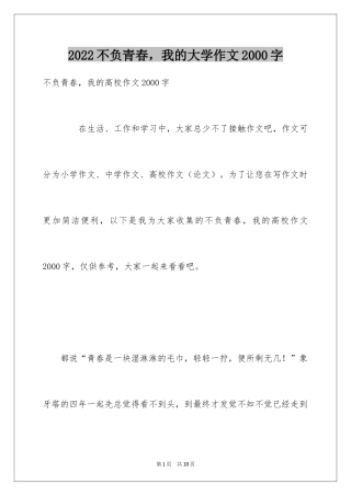 2024不负青春，我的大学作文2000字