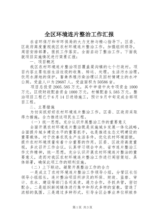 全区环境连片整治工作汇报